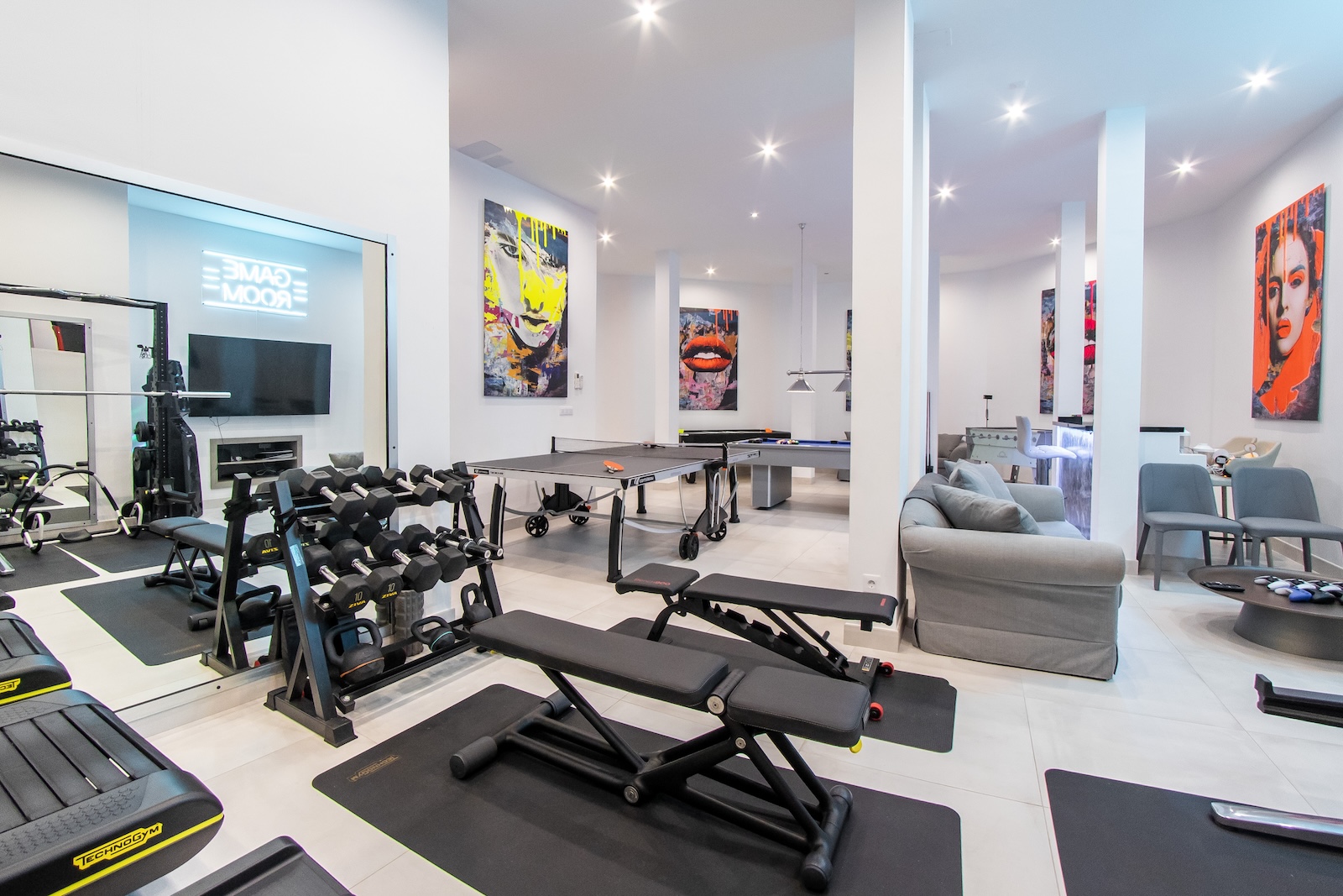 Casa Amore’s private gym and games area