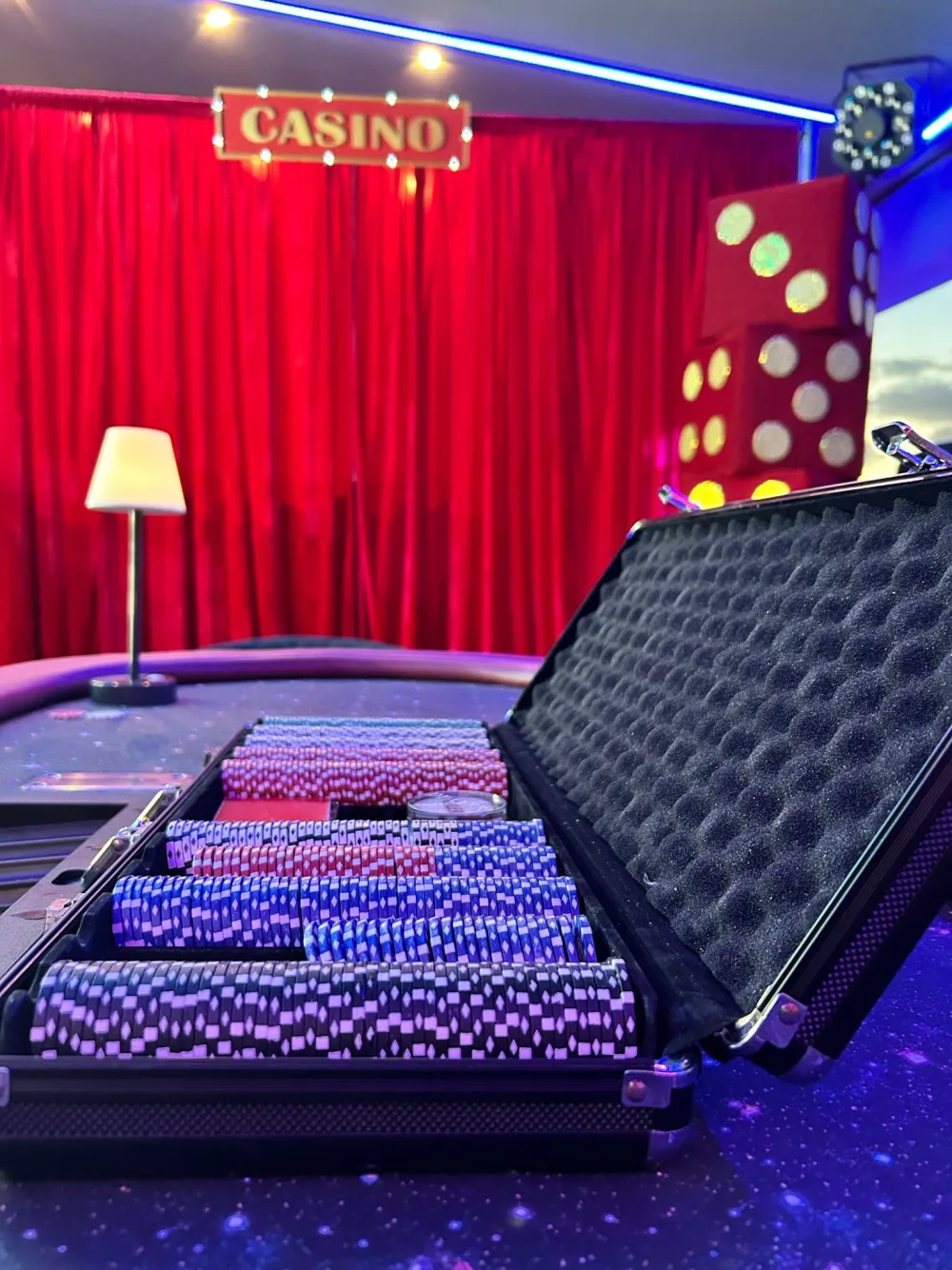 Le Cav, the private nightclub with red curtains at Casa Amore party villa in Tenerife